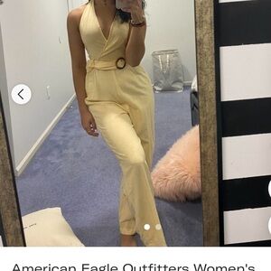 American Eagle Outfitters Women's Butter Yellow Jumpsuit sz L